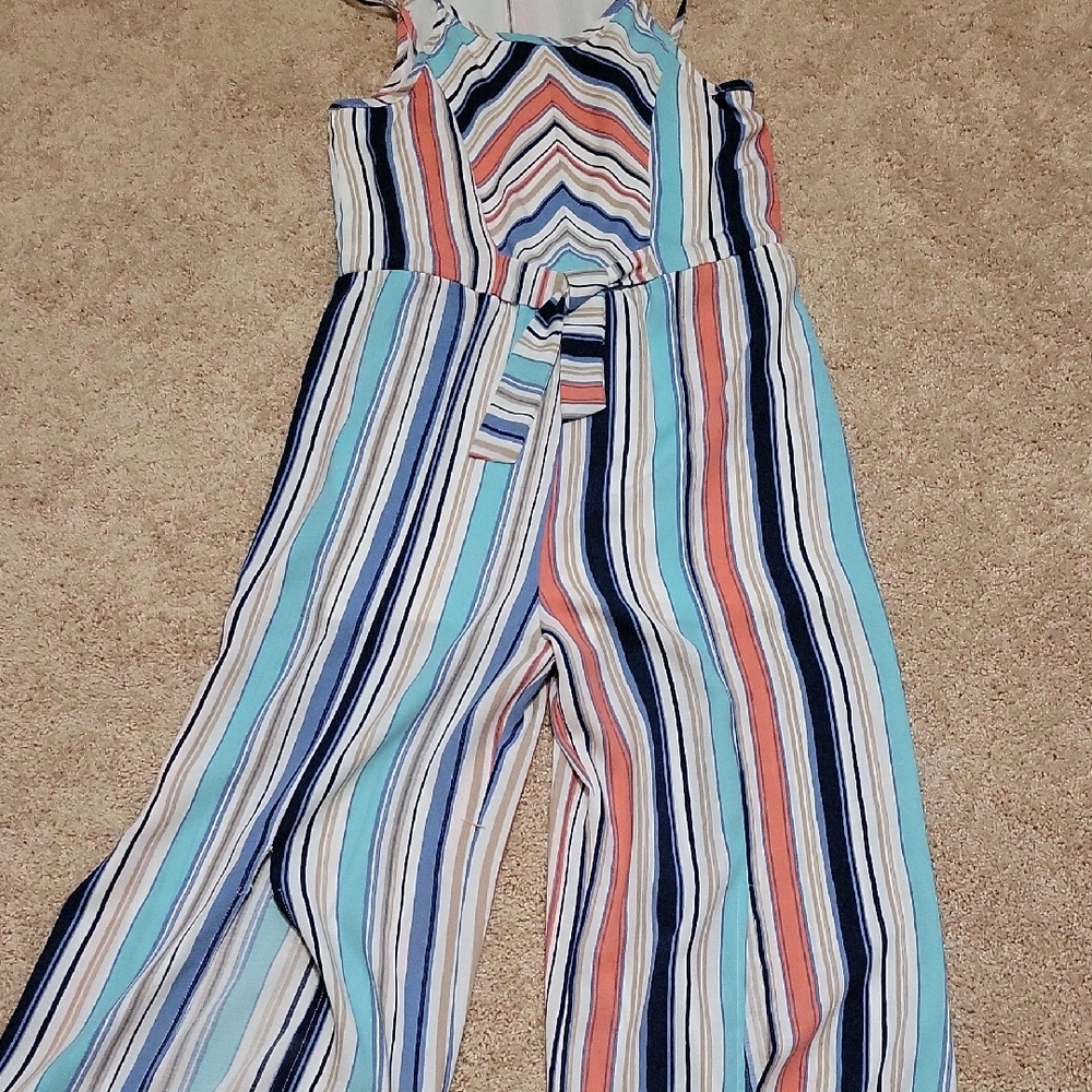 Sara Sara Blue and Pink Striped Jumpsuit